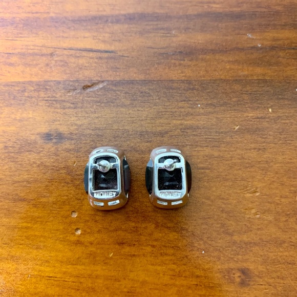 Vintage Monet faux garnet and diamond stud earrings - Picture 5 of 9